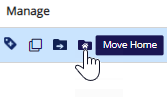 Flows page Move Home icon in the Manage column